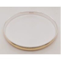 Two Tone Sterling Silver and 9 Carat Yellow Gold 65mm Round Bangle