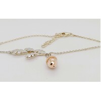 Sterling Silver and Rose Gold Plated Acorn Adjustable Bracelet