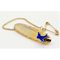 Yellow Gold Plated Sterling Silver Oval Bluebird Brooch - CLEARANCE