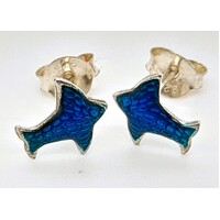 Sterling Silver Enamel Bluebird Stud Earrings
