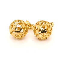9 Carat Yellow Gold Filagree 10mm Ball Stud Earrings