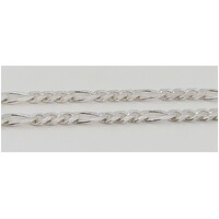 Sterling Silver 2.8mm Wide 45cm Bevelled Figaro Diamond Cut Chain