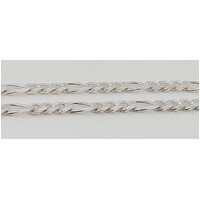 Sterling Silver Bevelled Figaro Diamond Cut 3 on 1 Link 45cm Chain 