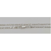 Sterling Silver 2.8mm Wide 50cm Bevelled Figaro Link Diamond Cut Chain