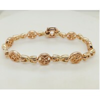 9 Carat Two Tone Yellow & Rose Gold Flower Patterned Bracelet