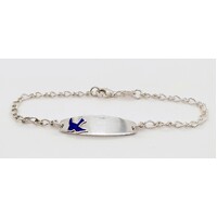 Sterling Silver Infants Identity Bracelet with Blue Bird