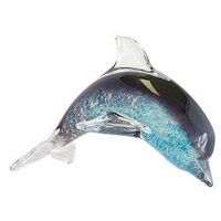 Metallic Blue/Burgundy Coloured Glass Dolphin Ornament