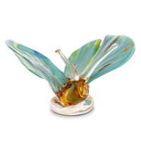 The Russell Collection Zibo Art Glass Papilio Cyan Butterfly Ornament