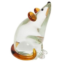 Clear Glass Rat Ornament with Brown Features  