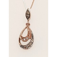 9 Carat Rose Gold Diamond Drop Pendant with 45cm Box Chain