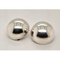 Sterling Silver 18mm Plain Dome Clip-on Earrings