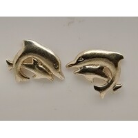 Sterling Silver Dolphin Stud Earrings