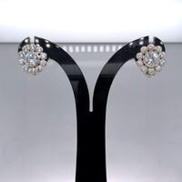 Sterling Silver Cubic Zirconia Set Cluster Clip-on Earrings