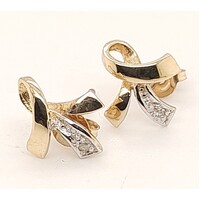9 Carat Yellow Gold and Diamond Stud Earrings