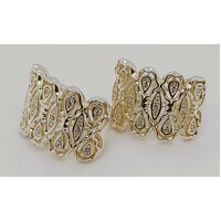 Sterling Silver Cubic Zirconia Set Weave Pattern Clip-on or Pierced Earrings
