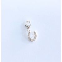 Sterling Silver Cubic Zirconia Horse Shoe Charm with Parrot Clasp