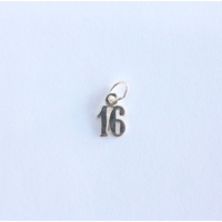 Sterling Silver Number 16 Charm