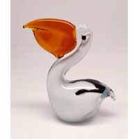 Miniature Coloured Glassware Pelican 'Mr Proud' Ornament/Figurine