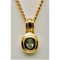 9 Carat Yellow Gold Oval Blue Topaz Pendant