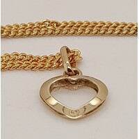 9 Carat Yellow Gold Open Heart Pendant