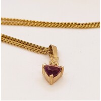 9 Carat Yellow Gold Trillion Cut Amethyst Pendant
