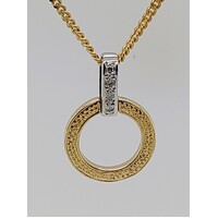 9 Carat Yellow and White Gold Diamond Set Pendant