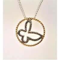 9 Carat Two Tone Yellow & White Gold Butterfly Pendant