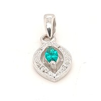 9 Carat White Gold Created Emerald Pendant