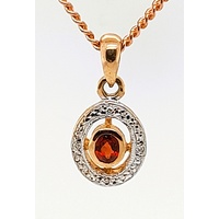 9 Carat Rose Gold Garnet and Diamond Pendant