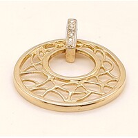 9 Carat Yellow & White Gold Diamond Set Filigree Pendant