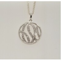 9 Carat White Gold Round Cut Out Diamond Set Pendant