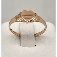 9 Carat Rose Gold Single Heart Signet Ring AUS Size O