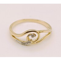 9 Carat Yellow Gold Small Diamond Dress Ring AUS Size N