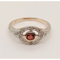 9 Carat Rose Gold Garnet and Diamond Antique Style Dress Ring AUS Size N