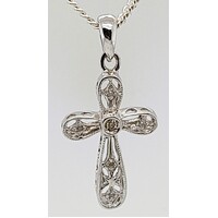 9 Carat White Gold & Diamond Cross Pendant