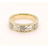 9 Carat Yellow and White Gold Diamond Set Dress Ring AUS Size N