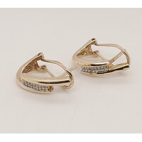 9 Carat Yellow Gold Diamond Half Hoop Earrings