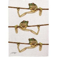 David Higgins 'Green Frogs' Cotton Tea Towel