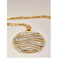 9 Carat Two Tone Yellow & White Gold Diamond Set Circular Pendant