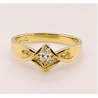 18 Carat Yellow Gold Channel Set Marquise Diamond Ring AUS Size M½