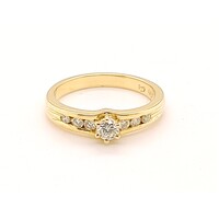 18 Carat Yellow Gold Claw and Channel Set Diamond Dress Ring AUS Size N