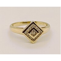 9 Carat Yellow Gold Square Shaped Channel Set Diamond Ring AUS Size M½