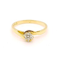 18 Carat Yellow Gold Claw Set Diamond Dress Ring AUS Size N