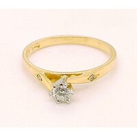 18 Carat Yellow Gold Ring Brilliant Cut Solitaire Diamond Ring AUS Size N