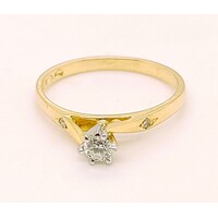 18 Carat Yellow Gold Ring Brilliant Cut Solitaire Diamond Ring AUS Size N