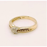 18 Carat Yellow Gold Brilliant Cut Diamond Set Ring AUS Size N