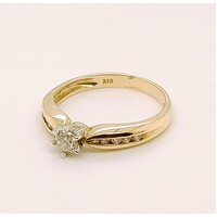18 Carat Yellow Gold Brilliant Cut Diamond Set Ring AUS Size N