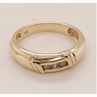 9 Carat Yellow Gold Three Stone Diamond Set Ring AUS Size N