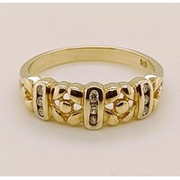 9 Carat Yellow Gold Diamond Set Dress Ring AUS Size N1/2