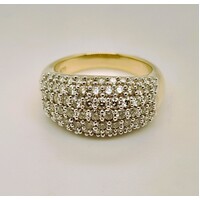 9 Carat Yellow Gold Dome Ring with Pave Set Diamond AUS Size N